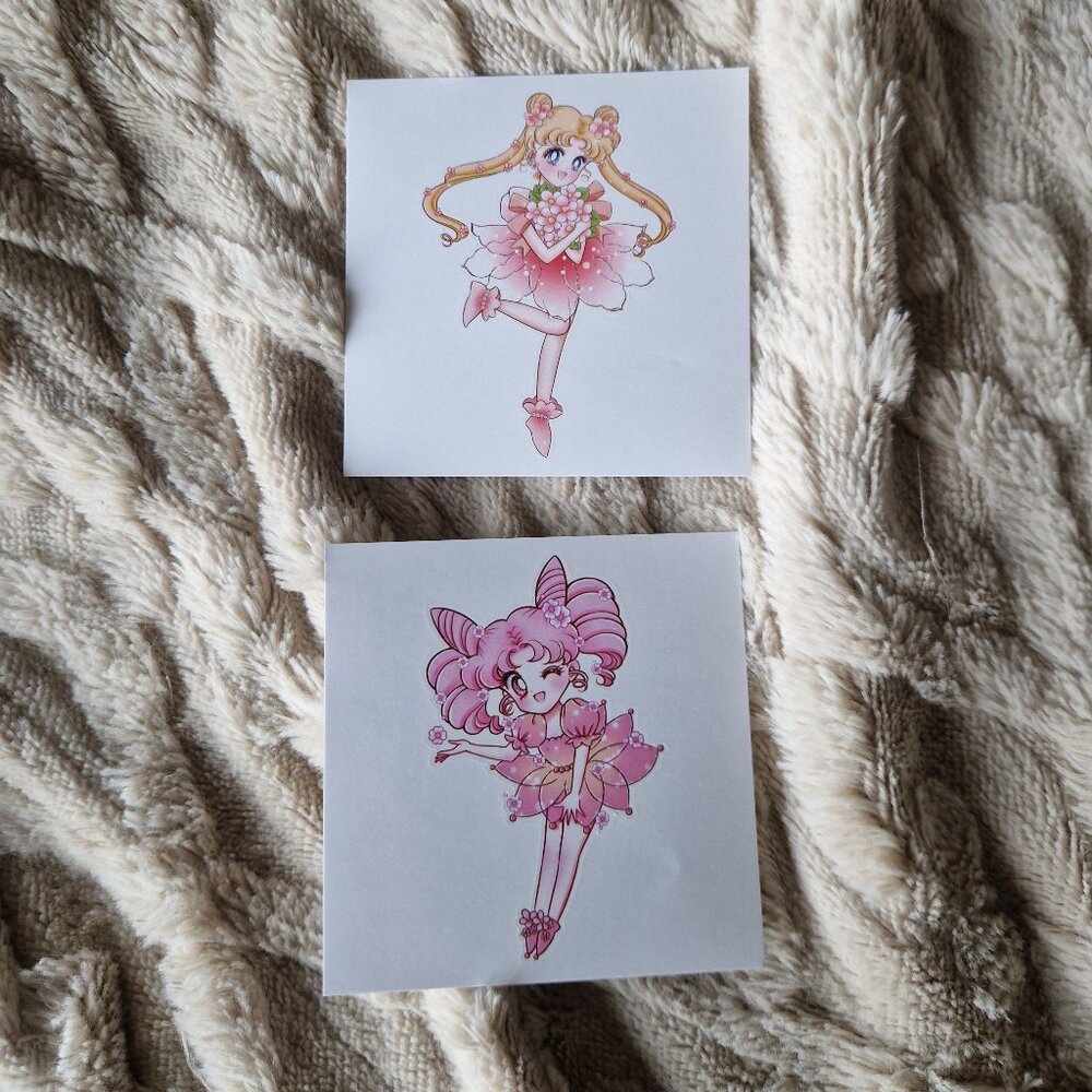 2 small prints by Juju Art Studio. sailor moon and sailo chibi moon